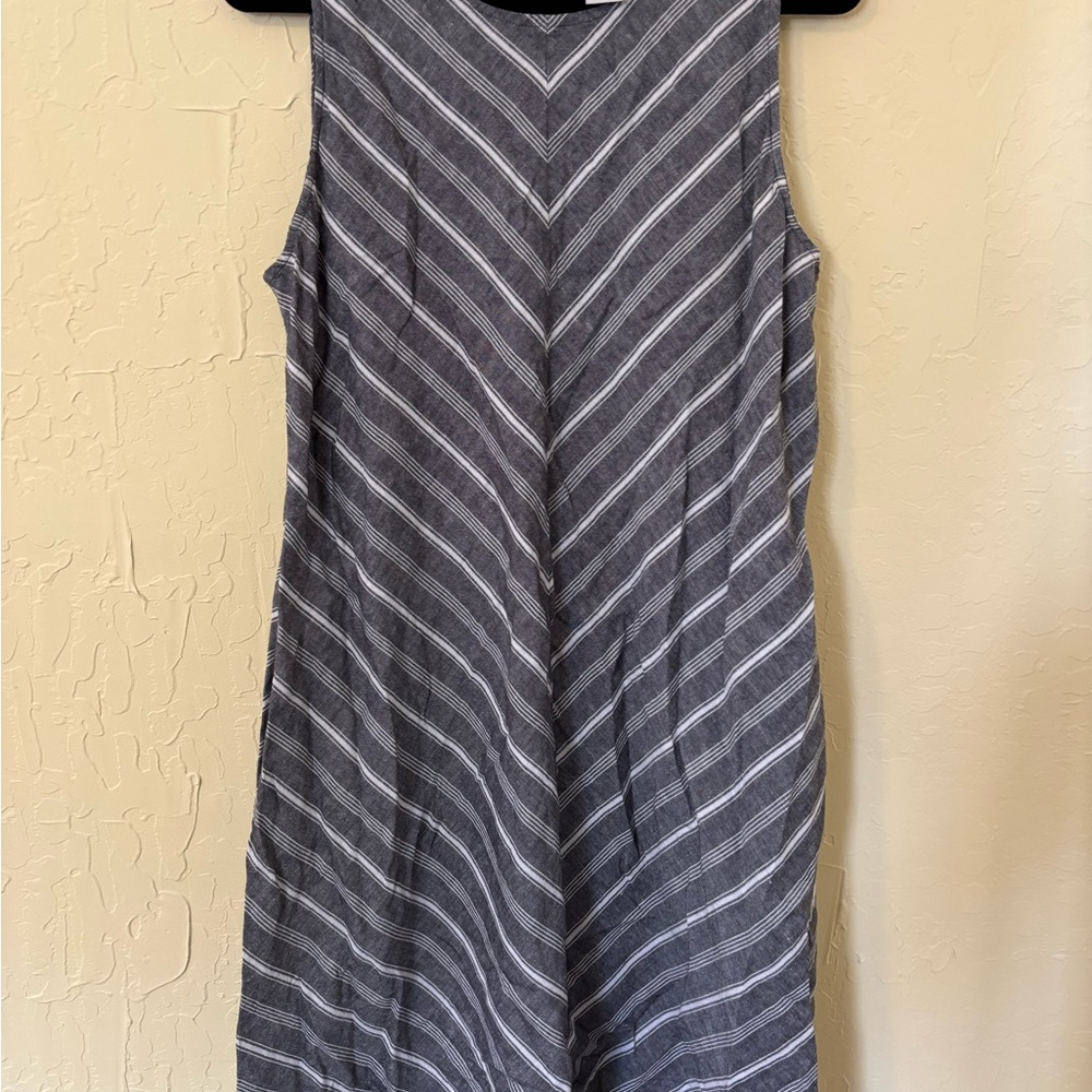 Striped Gray Sleeveless Dress
